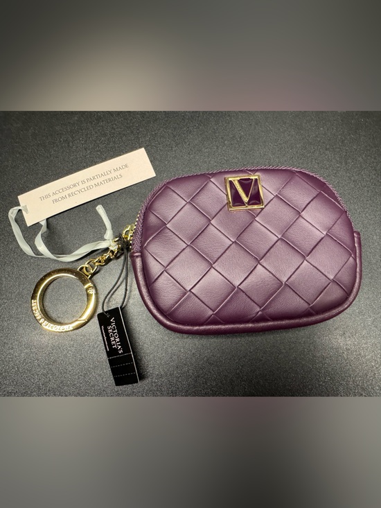 Victoria's Secret Handbags - Victoria’s Secret Plum Purple Quilted Zip Pouch Keychain Coin Purse NWT